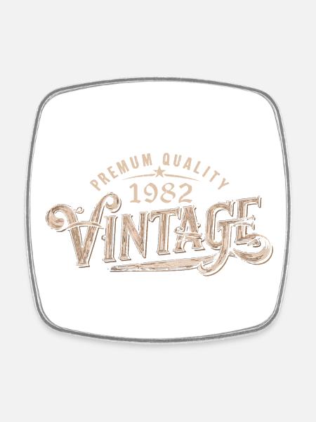 1982 Jahrgang 1982 Retro 1982 Geburtstagsgeschenk - Viereckiger Kühlschrankmagnet - Weiß