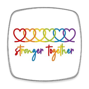 Stronger together Rainbow Hearts Pride Month - Square fridge magnet - white - Front