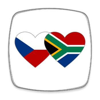 République tchèque Afrique du Sud Drapeau Coeur - Magnet carré - blanc - Devant