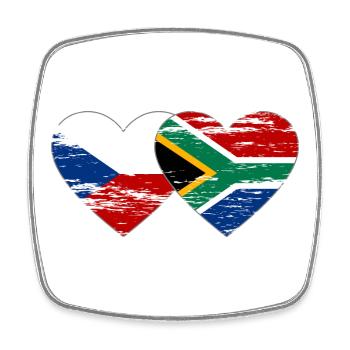 Czech Republic South Africa Flag Heart Used - Square fridge magnet - white - Front
