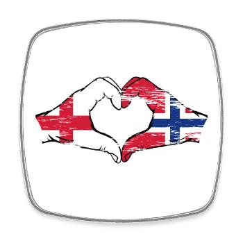 Angleterre Norvège drapeau mains forme coeur utilisé - Magnet carré - blanc - Devant