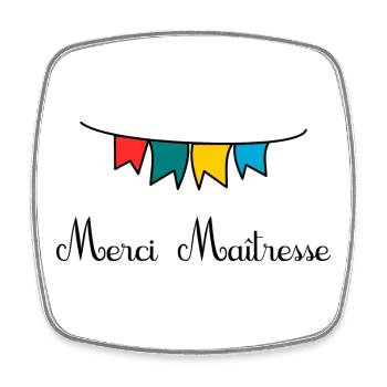 MERCI. MAÎTRESSE. MAÎTRE. MERCI MAÎTRESSE - Magnet carré - blanc - Devant