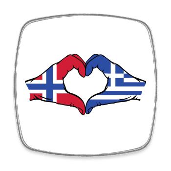 Norway Greece Flag Hands Heart Shape - Square fridge magnet - white - Front