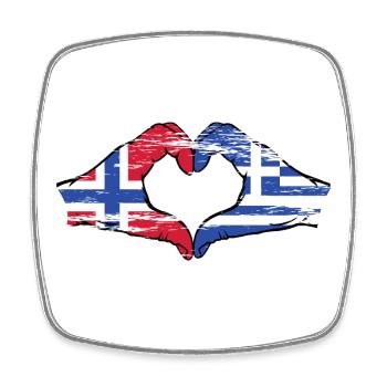 Norvège Grèce Drapeau Mains Coeur Utilisé - Magnet carré - blanc - Devant