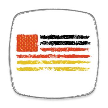 DDR goes America, Hammer und Zirkel in US Flagge - Viereckiger Kühlschrankmagnet - Weiß - Vorne