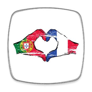 Portugal France Drapeau Mains Coeur Forme Utilisé - Magnet carré - blanc - Devant