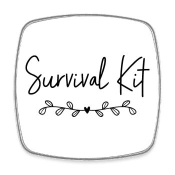 Survival Kit - Viereckiger Kühlschrankmagnet - Weiß - Vorne