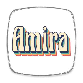 Amira T-Shirt Retro Vintage T-Shirt - Viereckiger Kühlschrankmagnet - Weiß - Vorne