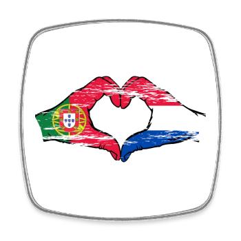 Portugal Hollande Drapeau Mains Coeur Forme Utilisé - Magnet carré - blanc - Devant