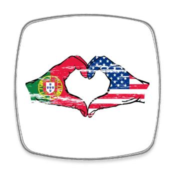 Portugal USA Flag Hands Heart Shape Used - Square fridge magnet - white - Front