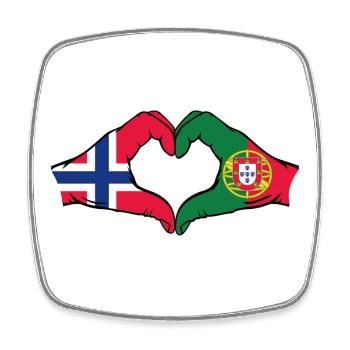 Norvège Portugal Drapeau Mains Coeur Forme - Magnet carré - blanc - Devant