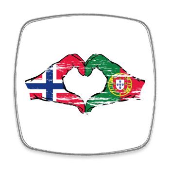 Norvège Portugal Drapeau Mains Coeur Forme Utilisé - Magnet carré - blanc - Devant