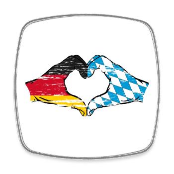 Germany Bavaria Flag Hands Heart Shape Used - Square fridge magnet - white - Front