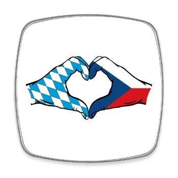 Bayern Tschechien Flagge Hände Herzform - Viereckiger Kühlschrankmagnet - Weiß - Vorne