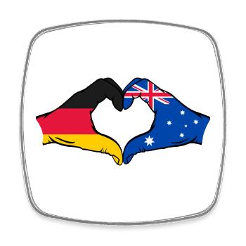 Germany Australia Flag Heart Shape - Square fridge magnet - white - Front