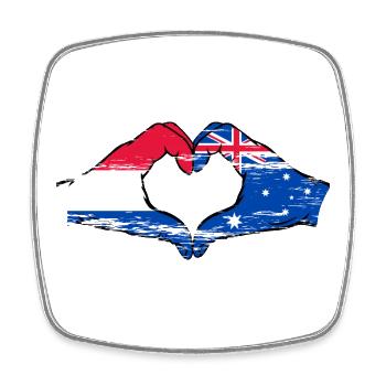 Holland Australia flag heart shape used - Square fridge magnet - white - Front