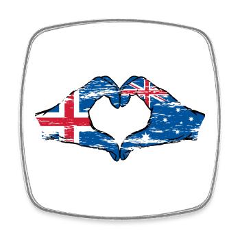 Islande Australie Drapeau Coeur Utilisé - Magnet carré - blanc - Devant