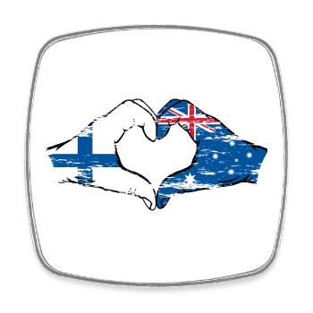 Finnland Australien Flagge Herzform used - Viereckiger Kühlschrankmagnet - Weiß - Vorne