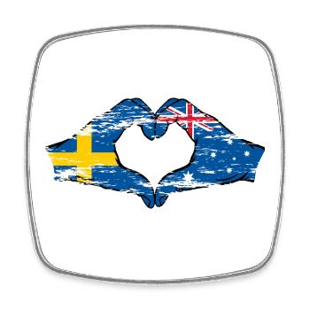 Schweden Australien Flagge Herzform used - Viereckiger Kühlschrankmagnet - Weiß - Vorne