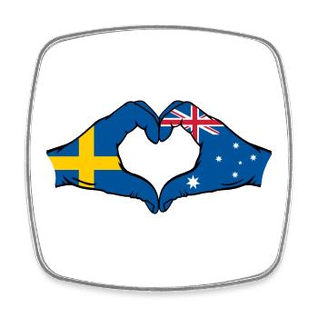 Schweden Australien Flagge Herzform - Viereckiger Kühlschrankmagnet - Weiß - Vorne