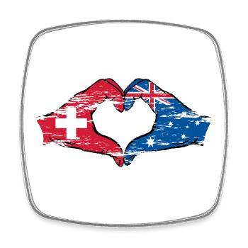 Schweiz Australien Flagge Herzform used - Viereckiger Kühlschrankmagnet - Weiß - Vorne