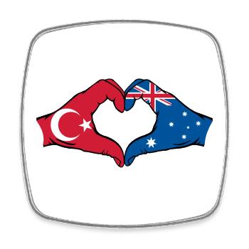Turkey Australia Flag Heart Shape - Square fridge magnet - white - Front