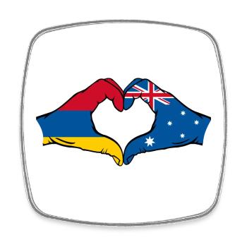 Armenien Australien Flagge Hände Herzform - Viereckiger Kühlschrankmagnet - Weiß - Vorne