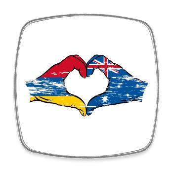 Armenia Australia Flag Hands Heart Shape Used - Square fridge magnet - white - Front