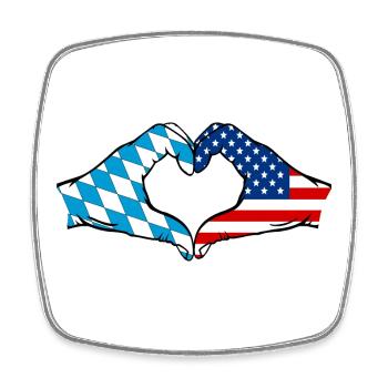 Bavaria USA Flag Hands Heart Shape - Square fridge magnet - white - Front