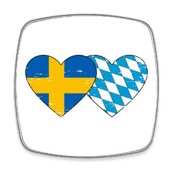 Sweden Bavaria Flag Heart Used - Square fridge magnet - white - Front