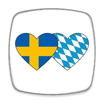 Schweden Bayern Flagge Herz - Viereckiger Kühlschrankmagnet - Weiß - Vorne