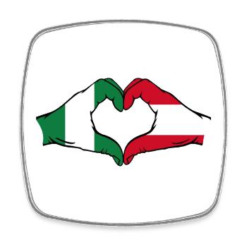 Nigeria Austria Flag Hands Heart Shape - Square fridge magnet - white - Front