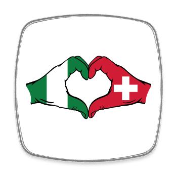 Nigeria Switzerland Flag Hands Heart Shape - Square fridge magnet - white - Front