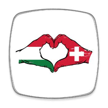 Hongrie Suisse Drapeau Mains Coeur Forme Utilisé - Magnet carré - blanc - Devant