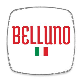 Belluno Italie drapeau-Typographie artistique Design - Magnet carré - blanc - Devant