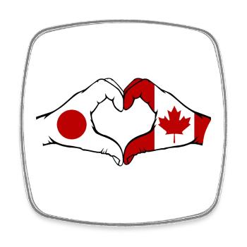 Japan Canada Hands Heart Shape - Square fridge magnet - white - Front
