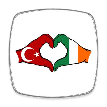 Turkey Ireland Hands Heart Shape - Square fridge magnet - white - Front