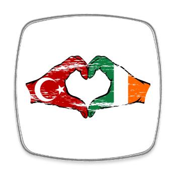 Turkey Ireland Hands Heart Shape Used - Square fridge magnet - white - Front
