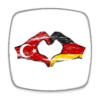 Turquie Allemagne Mains Forme de Coeur Utilisé - Magnet carré - blanc - Devant