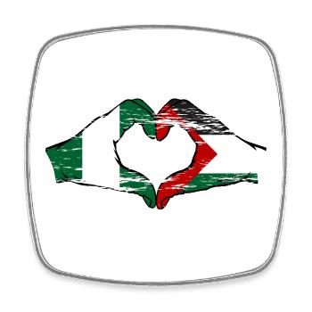 Nigeria Palestine drapeau forme de coeur utilisé - Magnet carré - blanc - Devant