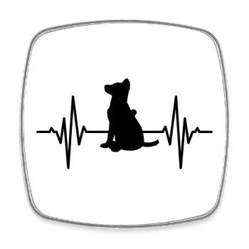German Shepherd Heartbeat - Square fridge magnet - white - Front
