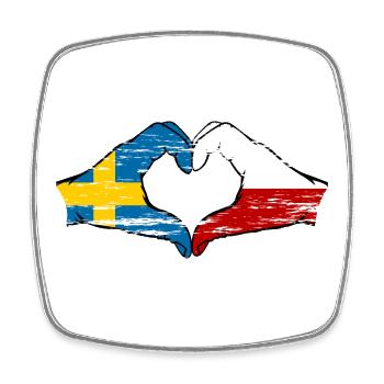 Schweden Polen Flagge Herzform used - Viereckiger Kühlschrankmagnet - Weiß - Vorne
