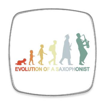 Vintage Saxophonist Evolution - Square fridge magnet - white - Front