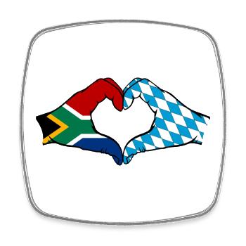 Afrique du Sud Bavière Drapeau Mains Coeur Forme - Magnet carré - blanc - Devant