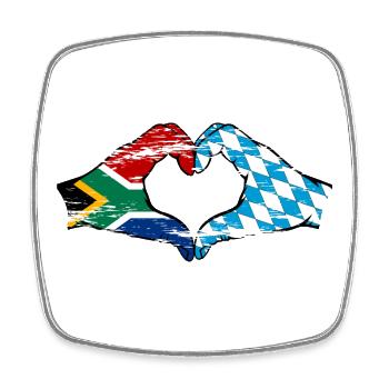 South Africa Bavaria Flag Hands Heart Shape Used - Square fridge magnet - white - Front