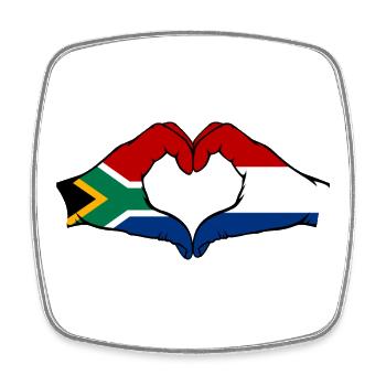 Afrique du Sud Hollande Drapeau Mains Coeur Forme - Magnet carré - blanc - Devant