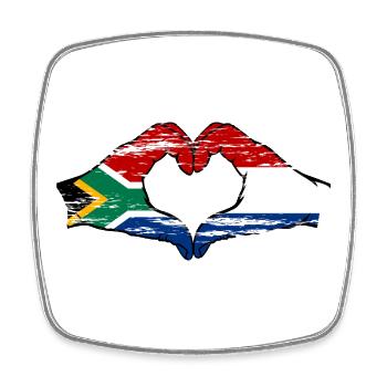 Afrique du Sud Hollande drapeau mains coeur utilisé - Magnet carré - blanc - Devant