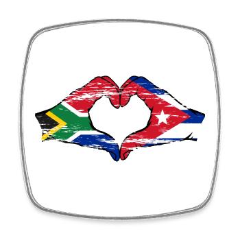 Afrique du Sud Cuba Drapeau Mains Coeur Forme Utilisé - Magnet carré - blanc - Devant