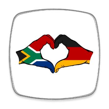 Afrique du Sud Allemagne Drapeau Mains Coeur Forme - Magnet carré - blanc - Devant