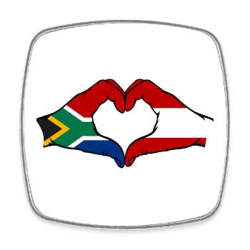Afrique du Sud Autriche Drapeau Mains Coeur Forme - Magnet carré - blanc - Devant